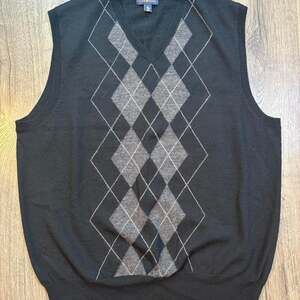 Club Room Estate Merino Wool Argyle Sweater Vest Large